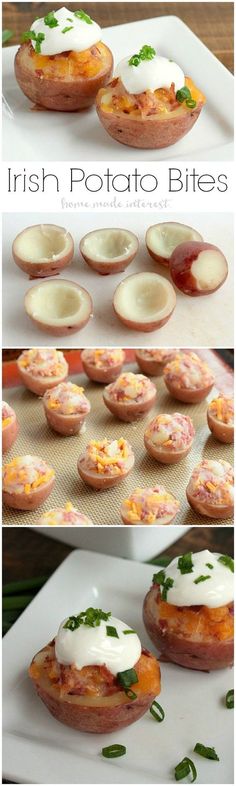 These Irish Potato bites are the perfect St. Patricks Day recipe! Little bites of potato filled with corned beef and cheese, what could be a better St. Patricks Day appetizer?!
