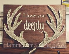 I love you Deerly Antlers String Art decor