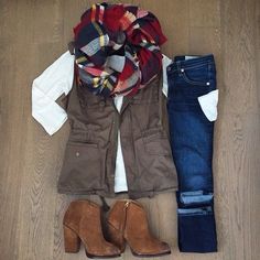 Like the plaid scarf and vest.