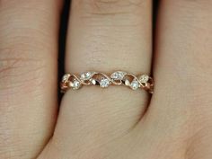 &#9829; :) Daphine 14kt Rose Gold Thin Weaving Leaves Diamonds by RosadosBox