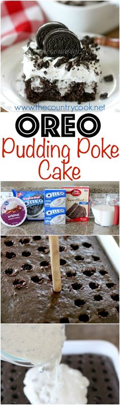 Oreo Pudding Poke Cake recipe from The Country Cook