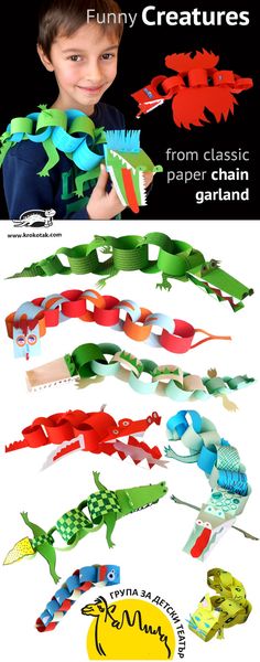 DIY Funny Creatures from classic paper chain garland - fun kids craft!
