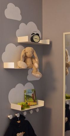 Apples &amp; Beavers | Cloud shelves for the kids room - just a little bit of white paint and some simple and inexpensive bathroom shelves from Ikea (Enudden series)