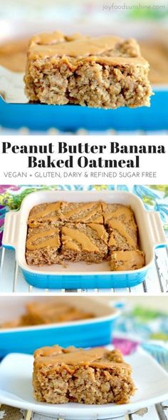 Healthy Peanut Butter Banana Baked Oatmeal Recipe! The perfect make-ahead breakfast! Gluten-free, dairy-free, &amp; vegan-friendly with zero refined sugar!