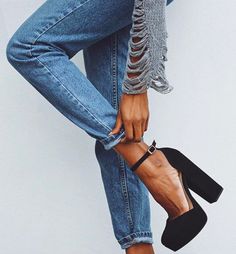 platform ankle strap pumps, cuffed jeans, the new sexy