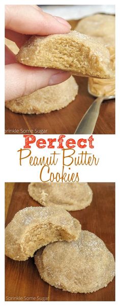 Perfect peanut butter cookies. Incredibly thick and soft cookies loaded with peanut butter and rolled in sugar.