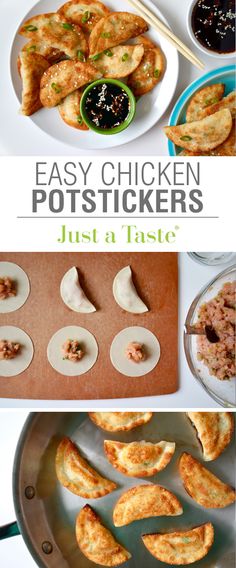 Easy Chicken Potstickers with Soy Dipping Sauce recipe via justataste.com