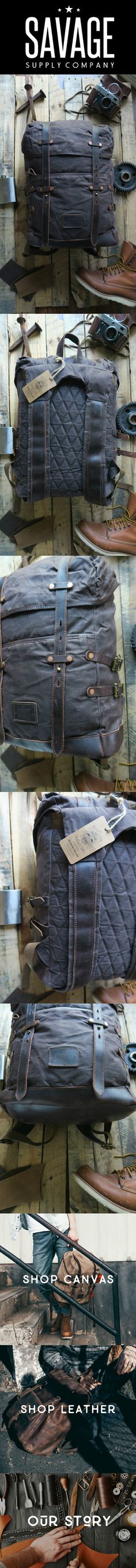 Waxed canvas adventure camping/hiking backpack.