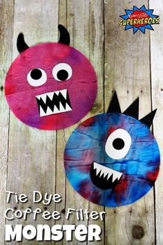 This Tie Dye Coffee Filter Monster is a fun process art activity and Halloween craft for kids to make.