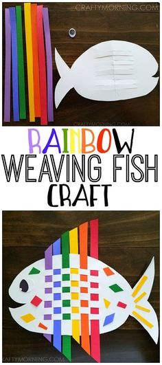 Make a weaving rainbow fish craft with the kids! So cute for an ocean theme