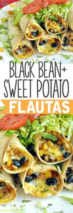 Cheesy -BAKED- Black Bean and Sweet Potato Flautas :: my entire family loves this tasty vegetarian recipe!