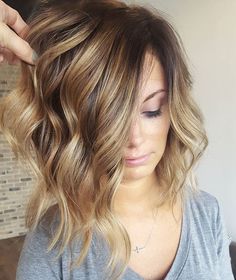 ??? favorite balayages??? H O N E Y LOB ??? ( The melt from the root shadow to the honey is so gorgeous)