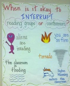 Interrupting during small group teaching time - a constant problem! Check out this great anchor chart by 2nd grade teacher Nikki Snow.