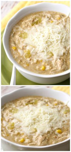 Creamy Crock Pot Green Chile Enchilada Soup recipe - our new favorite! { <a href="http://lilluna.com" rel="nofollow" target="_blank">lilluna.com</a> } <a class="pintag" href="/explore/soup/" title="#soup explore Pinterest">#soup</a>