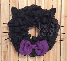 Halloween Burlap Wreath - Black Cat Wreath - Halloween Black Cat Wreath - Black???