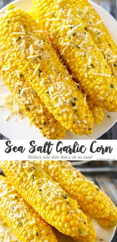 Sea Salt Garlic Corn is a delicious twist to the classic BBQ side dish. This corn on the cob recipe will keep them coming back for more all summer long via Gina @ Kleinworth & Co. <a class="pintag searchlink" data-query="%23UnleashClean" data-type="hashtag" href="/search/?q=%23UnleashClean&rs=hashtag" rel="nofollow" title="#UnleashClean search Pinterest">#UnleashClean</a> <a class="pintag searchlink" data-query="%23ad" data-type="hashtag" href="/search/?q=%23ad&rs=hashtag" rel="nofollow" title="#ad search Pinterest">#ad</a> Viva Towels