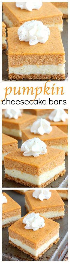 So easy to make and with the right amount of pumpkin flavor, these pumpkin cheesecake bars taste exactly like a cheesecake that crossed paths with a pumpkin pie ??? the best of both worlds!