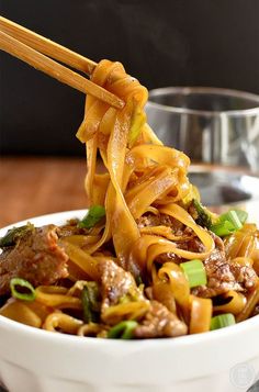 Mongolian Beef Noodle Bowls taste just like take out, swapping rice for chewy???