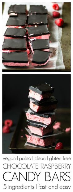Chocolate Raspberry Candy Bars | quick and easy, only 5 ingredients! | <a class="pintag" href="/explore/vegan/" title="#vegan explore Pinterest">#vegan</a> <a class="pintag" href="/explore/paleo/" title="#paleo explore Pinterest">#paleo</a> <a class="pintag searchlink" data-query="%23cleaneating" data-type="hashtag" href="/search/?q=%23cleaneating&rs=hashtag" rel="nofollow" title="#cleaneating search Pinterest">#cleaneating</a> <a class="pintag" href="/explore/glutenfree/" title="#glutenfree explore Pinterest">#glutenfree</a>