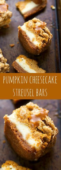 The BEST pumpkin cheesecake streusel bars