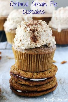Brown Sugar Spice Cupcakes with Oatmeal Cream Pie Frosting | <a href="http://beyondfrosting.com" rel="nofollow" target="_blank">beyondfrosting.com</a> | <a class="pintag" href="/explore/cupcakes/" title="#cupcakes explore Pinterest">#cupcakes</a> <a class="pintag searchlink" data-query="%23oatmealcreampie" data-type="hashtag" href="/search/?q=%23oatmealcreampie&rs=hashtag" rel="nofollow" title="#oatmealcreampie search Pinterest">#oatmealcreampie</a> <a class="pintag searchlink" data-query="%23marshmallow" data-type="hashtag" href="/search/?q=%23marshmallow&rs=hashtag" rel="nofollow" title="#marshmallow search Pinterest">#marshmallow</a>