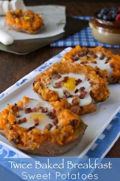 Twice Baked Breakfast Sweet Potatoes - Skip the sugar-laden, processed cereal and opt for a balanced breakfast.