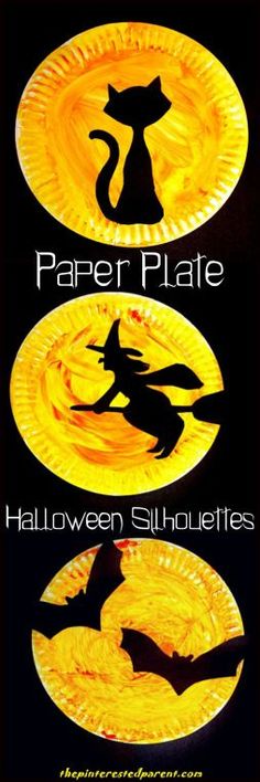 Halloween Paper Plate Silhouettes - Halloween crafts for kids