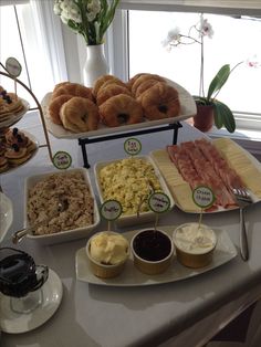 Croissant bar!! Great baby shower brunch or lunch idea. Could do egg and chicken salads, roasted veggies, caprese, cold cuts, etc
