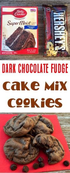 Easy Dark Chocolate Fudge Cake Mix Cookies Recipe! Just 4 ingredients!!