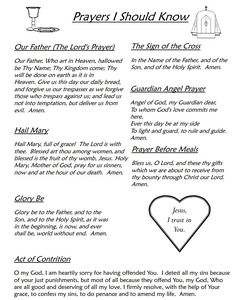 for Catholics Prayers every Catholic should know! These are burned into my memory from saying them so much!