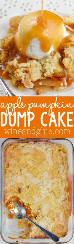 Apple and pumpkin combine perfectly in this delicious FOUR INGREDIENT Apple Pumpkin Dump Cake!
