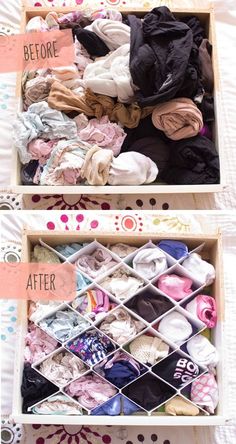 Drawer Dividers | 6 Dorm Room Closet Upgrades That Are Worth Your Time | <a href="http://www.hercampus.com/diy/decorating/6-dorm-room-closet-upgrades-are-worth-your-time" rel="nofollow" target="_blank">www.hercampus.com...</a>