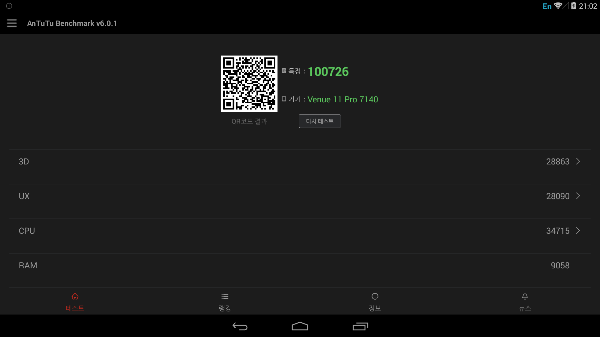 Antutu result of Android-x86 on DELL Venue 7140 Pro