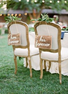 her forever and his forever wedding chair signs