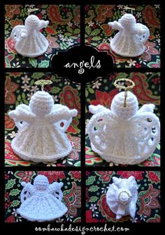 Crochet Angel Pattern <a class="pintag searchlink" data-query="%231" data-type="hashtag" href="/search/?q=%231&rs=hashtag" rel="nofollow" title="#1 search Pinterest">#1</a> - Angel Ornament - designed by Oombawka Design. Designed using Red Heart Super Saver Yarn and a 4.0 mm hook, this lovely Angel does not require blocking starch / stiffening.