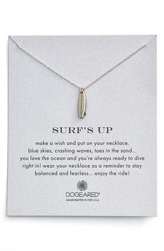 Dogeared &#39;Reminder - Surf&#39;s Up&#39; Surfboard Pendant Necklace