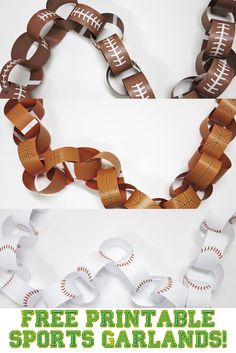Sports themed party coming up? Need some garlands to hang up and make things festive! I&#39;ve got you covered with three free printable sports garlands - football, basketball, and baseball. These are perfect for a kids&#39; party but let&#39;s face facts - sports parties last long into adulthood! Find the PDF and InDesign files on my site via my Dropbox account. PARTY!