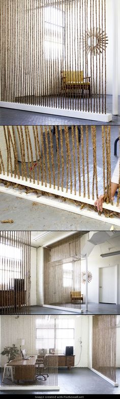 DIY HOME DECOR AND INTERIOR: DIY ROPE WALL This would go perfectly where my half wall is!