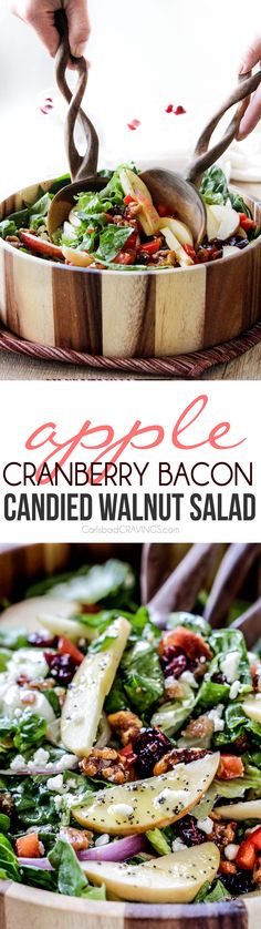 Apple Cranberry Bacon Candied Walnut Salad with Apple Poppy Seed Vinaigrette belongs on your table this Thanksgiving and all Autumn long! The perfect STRESS FREE make ahead side!