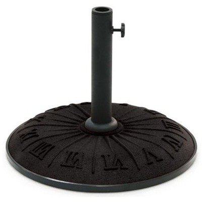 Compound Resin Umbrella Base w Roman Numeral Clock Dial in Black Finish (Black) Umbrella Stand