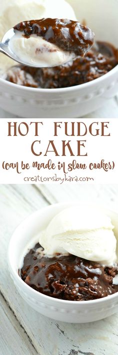 This decadent Hot Fudge Cake can be made in the oven or slow cooker. It makes its own fudge sauce as it cooks. A rich and comforting chocolate dessert!