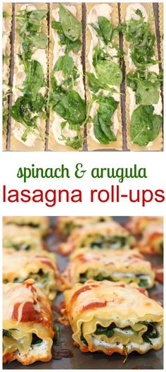 Spinach and Arugula Lasagna Roll-Ups sound fancy, but they are far from it! Filled with leafy greens, cheese and marinara sauce, this is one meal the whole family is sure to enjoy! #pastafits @MomNutrition