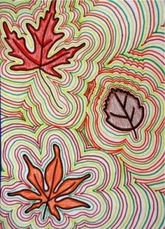 Fall leaves drawing using the element of art called repetition. <a class="pintag" href="/explore/art/" title="#art explore Pinterest">#art</a>