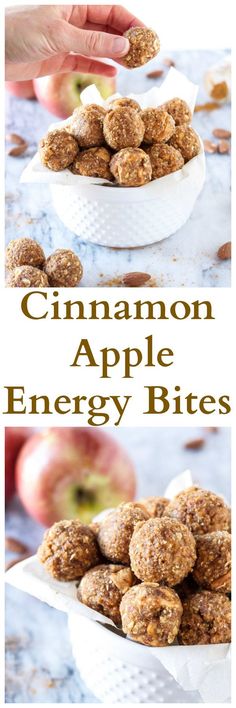 Cinnamon Apple Energy Bites! Healthy, gluten free, vegan, energy bites that taste just like apple pie.