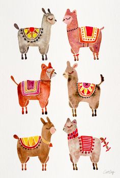 So cute and quirky &#9829; | Alpacas Art Print by Cat Coquillette | Society6
