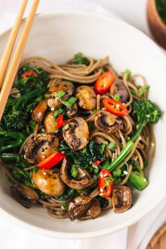 roasted teriyaki mushrooms and broccolini soba noodles ??? sobremesa // savoring food and friendship