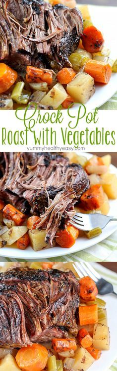 This Crock Pot Roast with Vegetables is a family favorite Sunday dinner. I love everything about this meal. It&#39;s an entire dinner in one crock pot. You have your veggies, starch and meat all cooked together - and the meat is SO tender and delicious! This is a must-make!