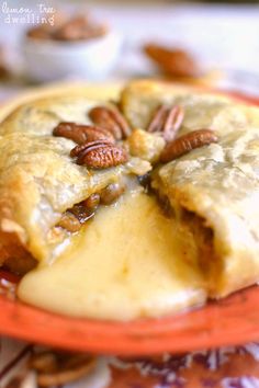 Pumpkin Pecan Baked Brie - just 4 ingredients! Perfect for fall! Click through for recipe!