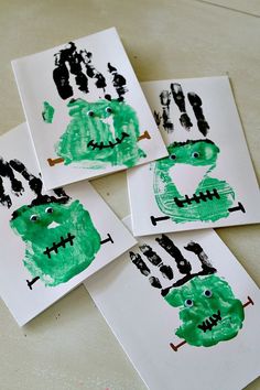 15 Family Friendly Halloween Crafts Including Frankenstein Hand Print Families???
