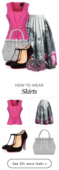 &quot;Tulip Town Pleated Skirt&quot; by ljbminime on Polyvore featuring Chicwish, Class Roberto Cavalli and Christian Louboutin